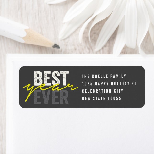 Best Year Ever Handwriting Script Modern Address Label (Insitu)
