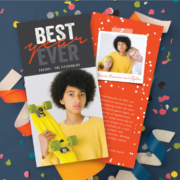 Best Year Ever Handwriting Script Modern Photo Holiday Card by fat_fa_tin at Zazzle