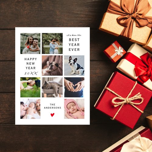 Best Year Ever Modern Family Photo Collage Holiday Postcard