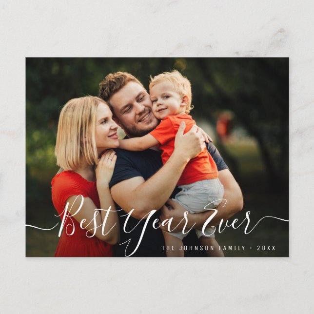 BEST YEAR EVER | nice script Happy New Year Postcard (Front)