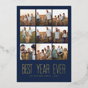 Best Year Ever Photo Grid New Year Foil Holiday Card