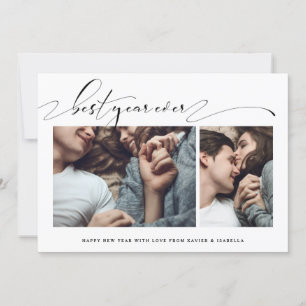 Best Year Ever Two Photo Collage New Year Card