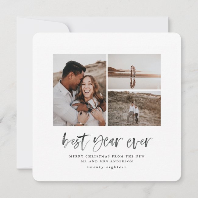 Best year ever watercolor photo flat card