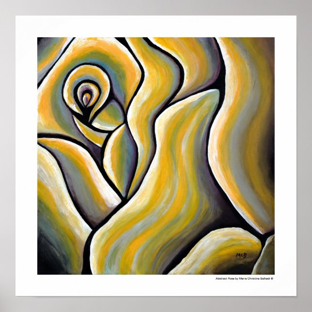 Best Yellow Rose Abstract Modern Art Flower Poster (Front)