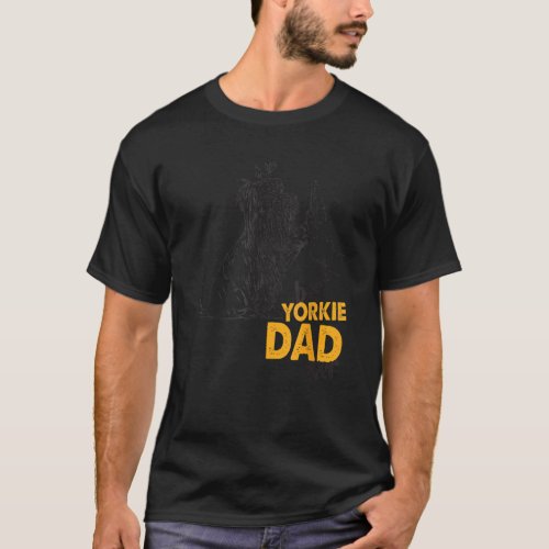 Best Yorkie Dad Ever Retro Yorkshire Terrier  Dog T_Shirt