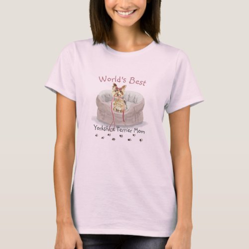Best Yorkshire Terrier Mom Watercolor Dog Bed T_Shirt