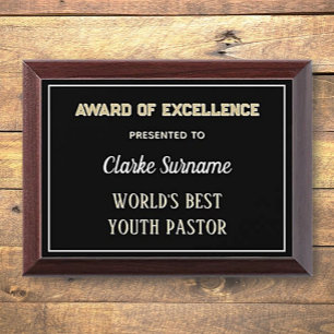 Best Youth Pastor Award Plaque