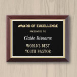 Best Youth Pastor Award Plaque<br><div class="desc">An award above all others for the best youth pastor!</div>