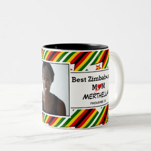 BEST ZIMBABWEAN MUM Personalized Photo Two-Tone Coffee Mug