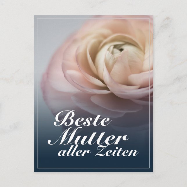 Beste Mutter aller Zeiten mit großer rosa Rose Holiday Postcard (Front)