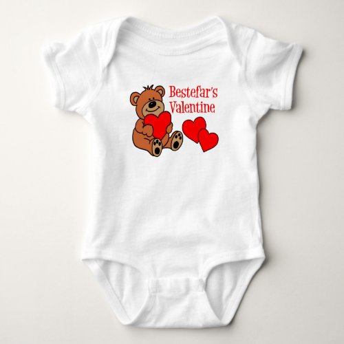 Bestefars Valentine Cartoon Bear And Hearts Baby Bodysuit