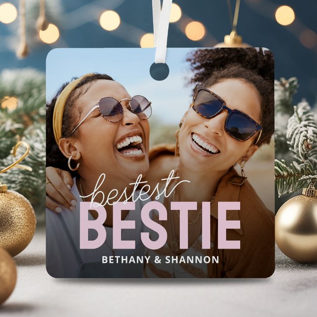 Bestest Bestie BFF Photo Christmas Metal Ornament (Creator Uploaded)
