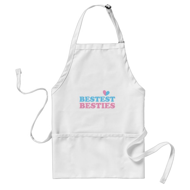 BESTEST BESTIES with cute hearts BFF best friends Adult Apron (Front)