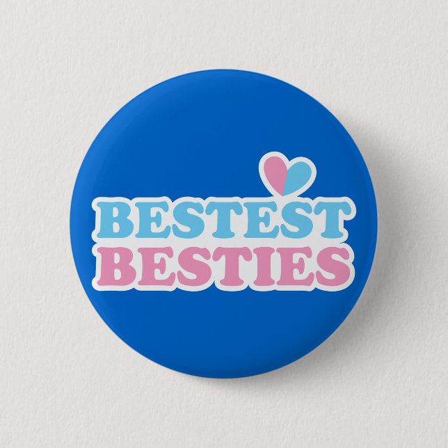 BESTEST BESTIES with cute hearts BFF best friends Button (Front)