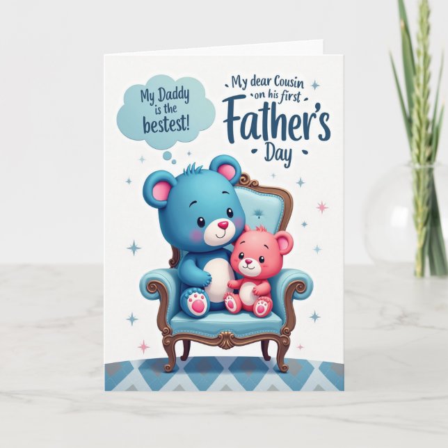 Bestest Daddy Teddy Bear Card (Front)