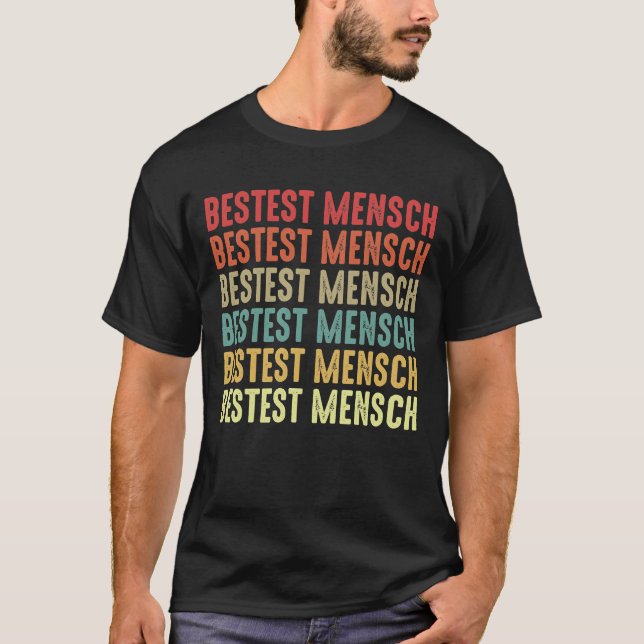 Bestest Mensch Best Man Gift Retro Colors T-Shirt (Front)