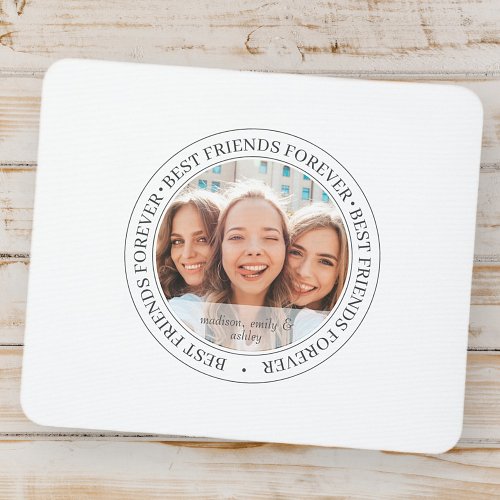 Bestfriends Forever BFF Simple Modern Custom Photo Mouse Pad