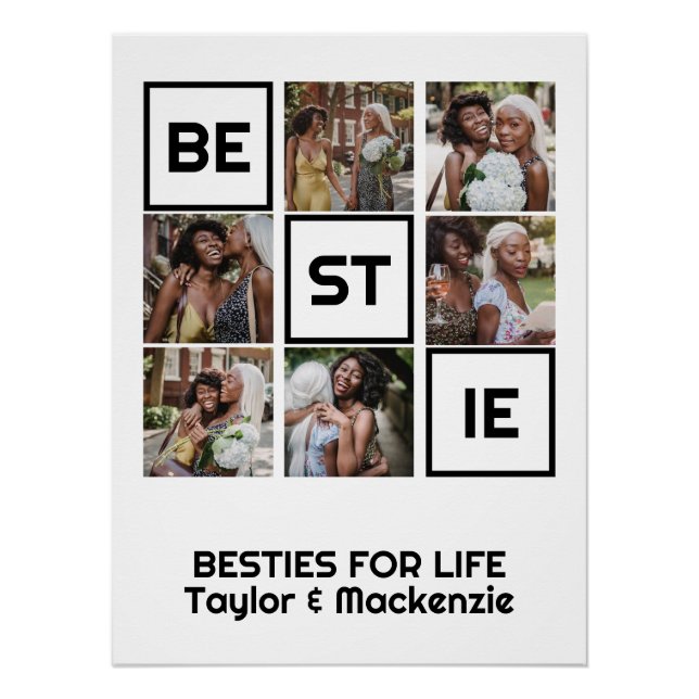 Bestie Best Friends 6 Photos and Personalized Text Poster (Front)