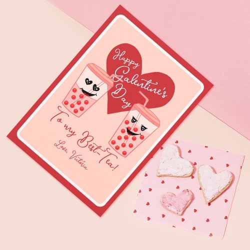 Bestie Best Tea Galentines Valentines Day Holiday Card