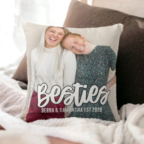 Bestie bestfriend photo script Throw Pillow