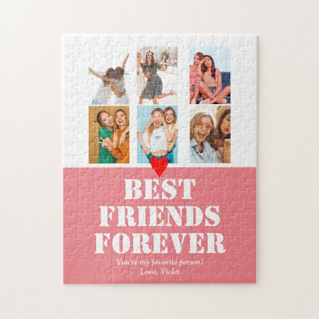 Bestie BFF Girls Photo Collage Gift Personalized Jigsaw Puzzle (Vertical)