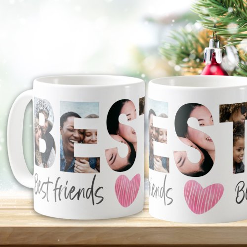 Bestie BFF Multi Photo with cute Heart Coffee Mug
