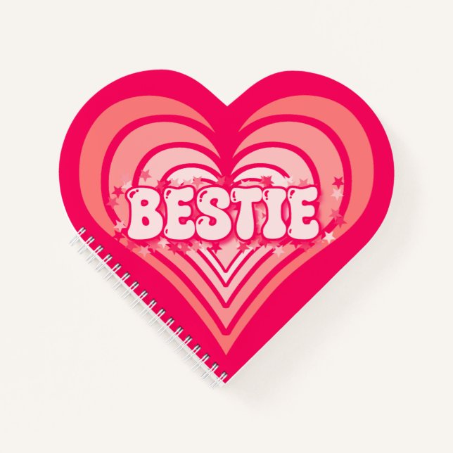 Bestie Bright Cutie Pink Heart Spiral Notebook (Front)