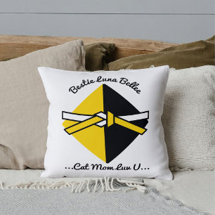 Bestie Cat Mom Personalized Cute Love Quote Knot Throw Pillow