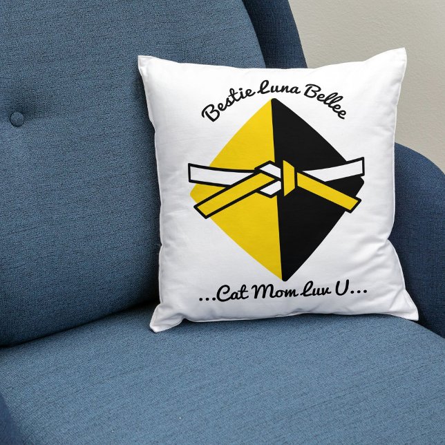 Bestie Cat Mom Personalized Cute Love Quote Script Throw Pillow (Creator Uploaded)