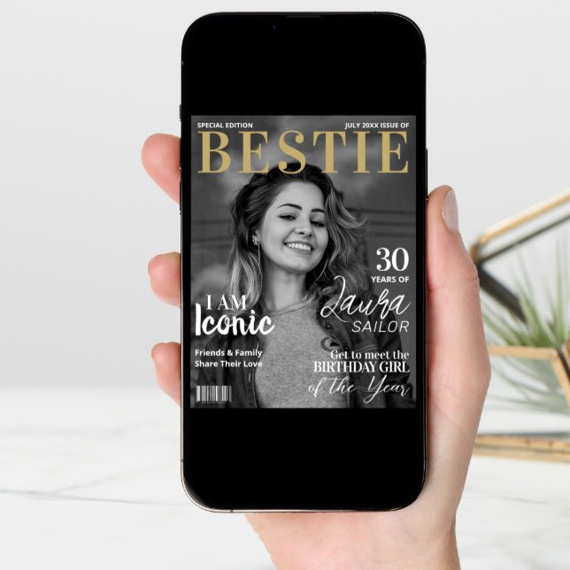Bestie Custom Birthday Magazine Greeting Card (Front Digital)