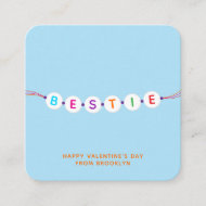 Bestie cute friendship bracelet blue Valentine's Enclosure Card