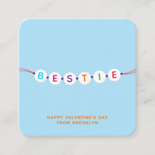 Bestie cute friendship bracelet blue Valentine's Enclosure Card