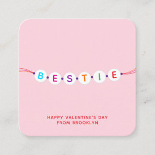 Bestie cute friendship bracelet pink Valentine's Enclosure Card