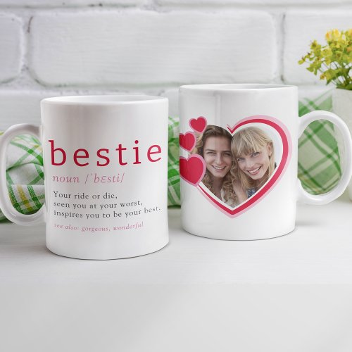 Bestie Definition Heart Photo Best Friends Forever Coffee Mug