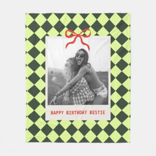 Bestie Friends BFF Birthday Custom Photo Diamond Fleece Blanket
