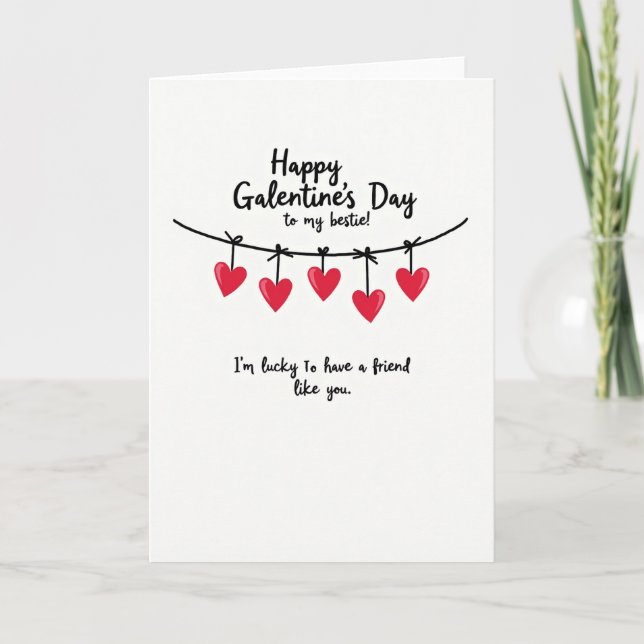 Bestie Galentines Day Heart Card (Front)
