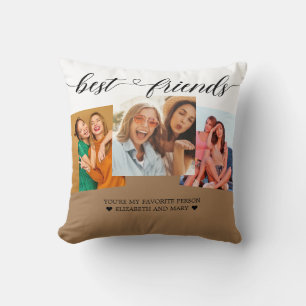 Bestie Gift BFF Photo Collage Best Friends Trendy  Throw Pillow