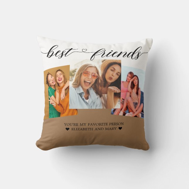 Bestie Gift BFF Photo Collage Best Friends Trendy  Throw Pillow (Front)