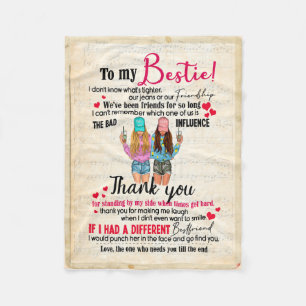 Bestie Gifts Letter To My Bestie Thank You Fleece Blanket