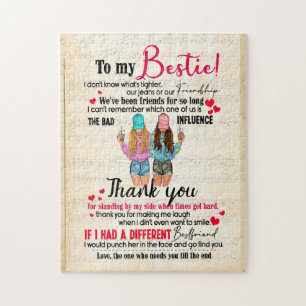 Bestie Gifts   Letter To My Bestie Thank You Jigsaw Puzzle