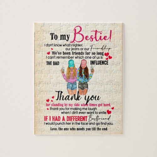 Bestie Gifts  Letter To My Bestie Thank You Jigsaw Puzzle