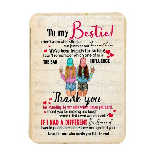 Bestie Gifts  Letter To My Bestie Thank You Magnet