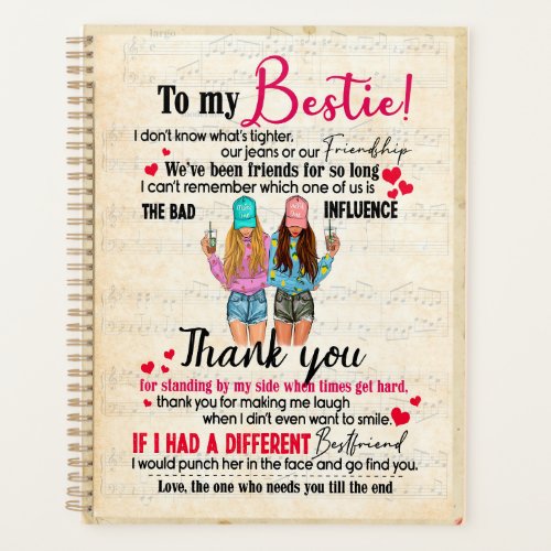 Bestie Gifts  Letter To My Bestie Thank You Planner