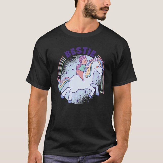 Bestie Graphic Horse Lover Equestrian Rider Horses T-Shirt (Front)