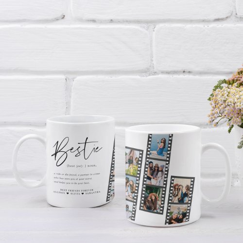 Bestie  Modern 8 Photo Film Strip Collage Coffee Mug