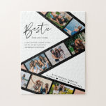 Bestie | Modern 8 Photo Film Strip Collage Jigsaw Puzzle<br><div class="desc">A special and memorable photo collage gift for your best friends. This design features a eight photo film strip layout to display your own special best friend photos. "Bestie" is designed in a stylish script lettering and customized with the definition of a best friend. Send a memorable and special gift...</div>