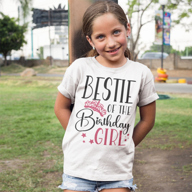 Bestie of the Birthday Girl Squad Custom Matching T-Shirt