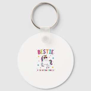 Bestie of the Birthday Princess Girl Dabbing Unico Keychain
