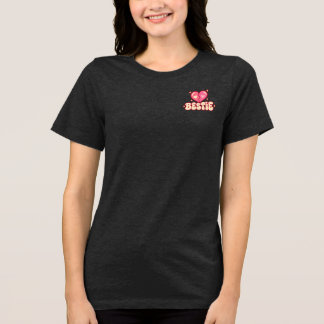 Bestie Pink Heart T-Shirt | Cute Best Friend Gift Tri-Blend Shirt