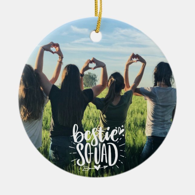 Bestie Squad Personalized Photo BFF Friendship Ceramic Ornament (Front)